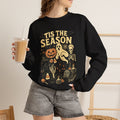 Halloween Crewneck Sweatshirt — 'Tis The Season' Ghost, Pumpkin & Skeleton Design